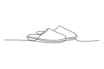 Continuous one line drawing of slipper shoe outline illustration
