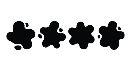 Four black ink blots are arranged in a row, isolated on white background