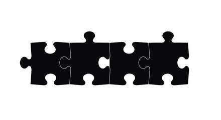 Four puzzle pieces isolated on white background, symbolizing problemsolving