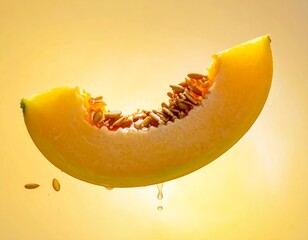 Yellow melon slice in sunlight