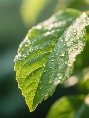 green leaf with water drops