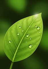 green leaf with water drops