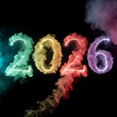 Abstract fiery heart with smoke and flames on black and blue background