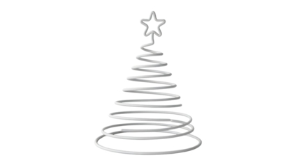 Elegant minimalist spiral Christmas tree with star topper for modern holiday designs and festive celebrations