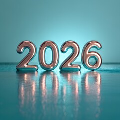 Golden 3D New Year Calendar Illustration with Numbers and Symbols