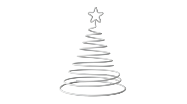 Elegant minimalist spiral Christmas tree with star topper for modern holiday designs and festive celebrations