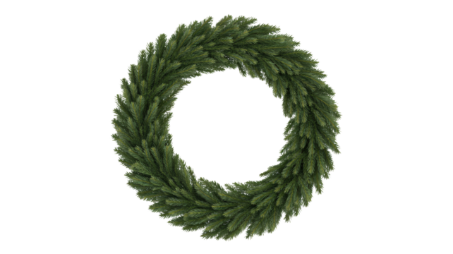 Luxurious evergreen wreath instantly adds festive holiday spirit to any seasonal decor project creating warm inviting atmosphere