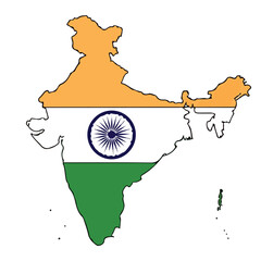 the National Flag of India superimposed on a map of the country. 