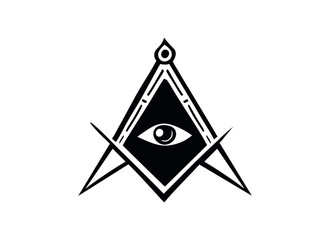 All Seeing Eye of Providence Vector - Masonic Square and Compasses Sacred Symbol