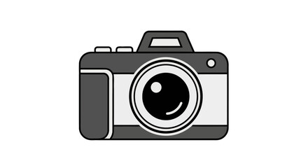Fototapeta premium Simple black and white illustration of a classic camera on a white background