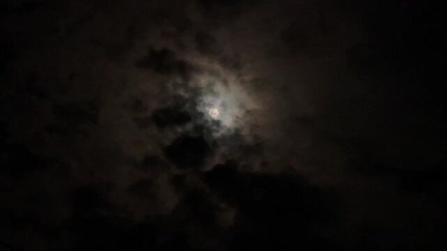 Darkened Moon Covered by Ominous Clouds &ndash; 4K Atmospheric Footage