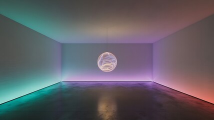 Enchanting Illuminated Sphere Suspended In A Modern Art Gallery Space