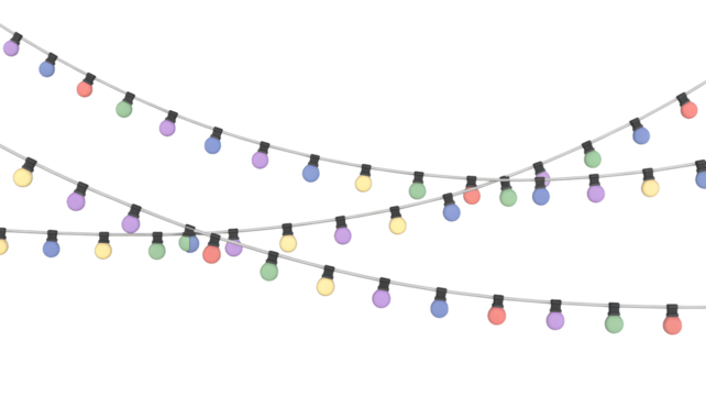 Vibrant string lights in pastel colors create a festive and joyful ambiance perfect for celebrations and parties - Powered by Adobe