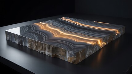 Illuminated Onyx Slab with Striking Agate Patterns Showcasing Natural Beauty