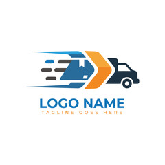 Dynamic delivery truck logo concept for modern logistics and transportation companies, conveying speed and reliability for fast shipping services and supply chain solutions