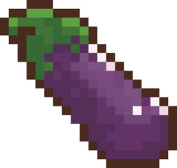 Pixel Art Purple Eggplant Vegetable