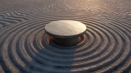 Naklejka premium Zen Sand Garden Stone Pedestal Product Display Stand.