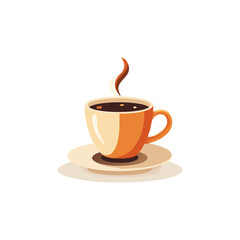 Obraz premium Flat Design Coffee Cup Illustration – Minimal Hot Beverage Cartoon Icon