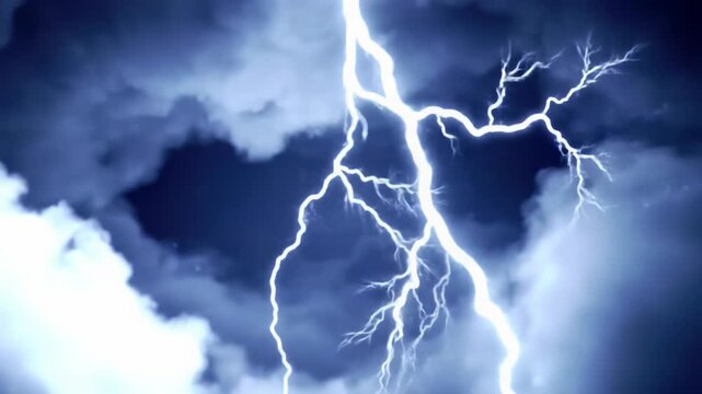 Abstract, vibrant white and electric blue lightning bolts and intricate electrical discharges flash in an inky black cosmic void, high-tech sci-fi visual effects aesthetic