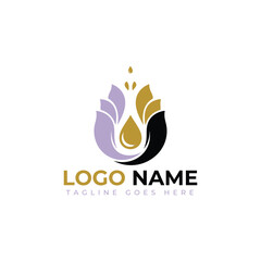 Elegant floral logo design with golden drop symbolizing beauty luxury and wellness for branding