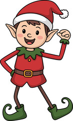 Cheerful cartoon elf happily waving, perfect for holiday greetings and festive designs © Levi	