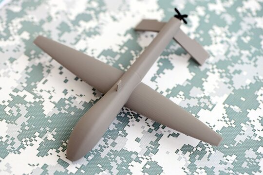 Drone unmanned autonomous technology of espionage and strikes on the enemy. Toy uav drone close up