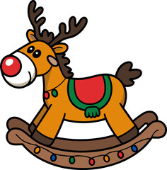 Festive cartoon rocking reindeer for holiday designs and children's Christmas projects