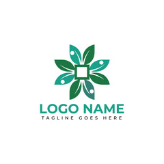 Modern abstract floral logo design with clean lines and vibrant green hues perfect for eco friendly brands and wellness businesses