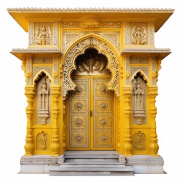 Door Design Indian and Arabic Style Yellow Golden White Color Created with Generative AI Technology	