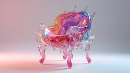 Naklejka premium Iridescent Liquid Chair Splash Art Design.