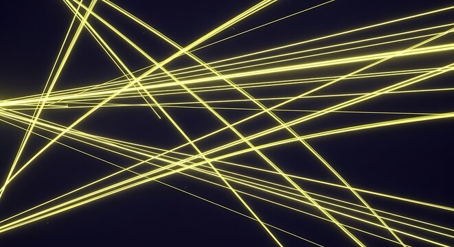Abstract Yellow Light Streaks on Dark Background.