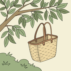 basket with leaves