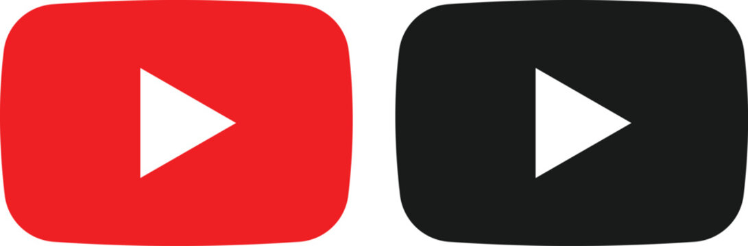 Latest youtube Logo Icon Set. Video Streaming Platform symbols. Social Media Network logo sign