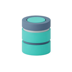 Stack of three round teal and grey 3d containers isolated on transparent background