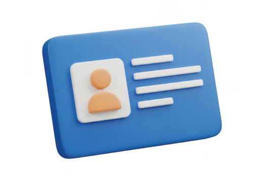 3d illustration of an identification card isolated on transparent background