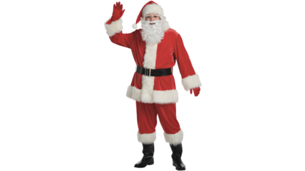 Jolly Santa Claus waving hello with festive spirit, bringing holiday cheer and seasonal joy to all