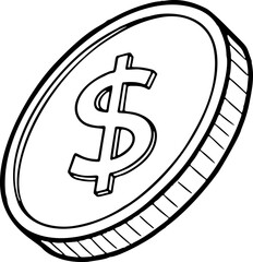 coin dollar doodle icon