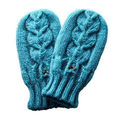 Soft Knitted Turquoise Mittens With a Unique Braided Design Perfect for Winter Warmth and Style