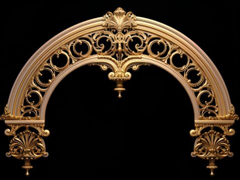 Door Design Indian and Arabic Style Golden Yellow Black Background Color LED Wall VJ Created with Generative AI Technology