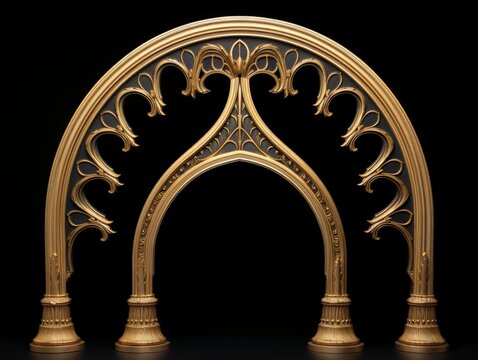 Door Design Indian and Arabic Style Golden Yellow Black Background Color LED Wall VJ Created with Generative AI Technology