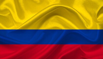 Fototapeta premium Silhouette on a sunset dune bathed in Colombian flag colors—blending nature, identity, and poetic pride.