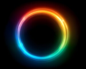 Obraz premium Colorful Light Circle on Black Background for Abstract Design