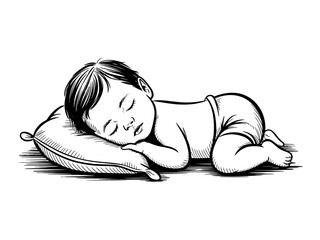 A peaceful infant sleeps soundly on a soft pillow.