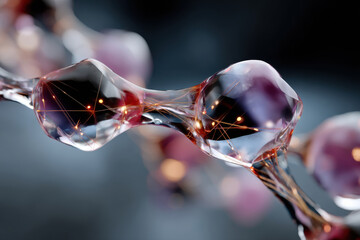 A captivating close-up of a molecular design featuring smooth transitions and bright highlights, representing the elegance and fluidity of scientific exploration in a modern setting.