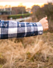 Close-up of a plaid sleeve