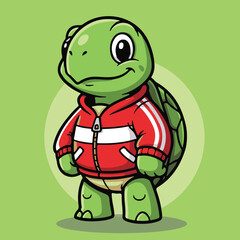 Cute Turtle in Red Hoodie Adorable Slow and Steady Cartoon