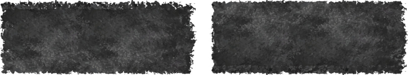 Set of black paint brush stamps. Vector grunge effect text boxes. Rough, stroke spray ink rectangles on paper. Distressed scratch background. Ink splatter frames on white.