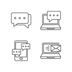 Communication Devices Chat Message Thin Line Icons Pack
