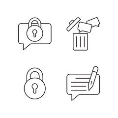 Minimalist Privacy Trash Edit Chat Line Icon Pack