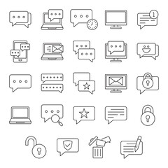 Large Outline Collection of Communication and UI UX Icons